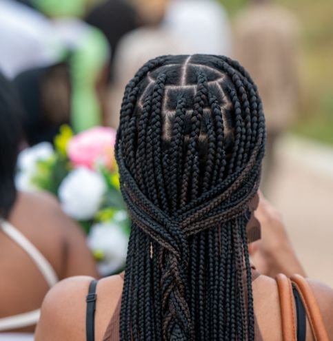 Close up shot of woman with braided hair